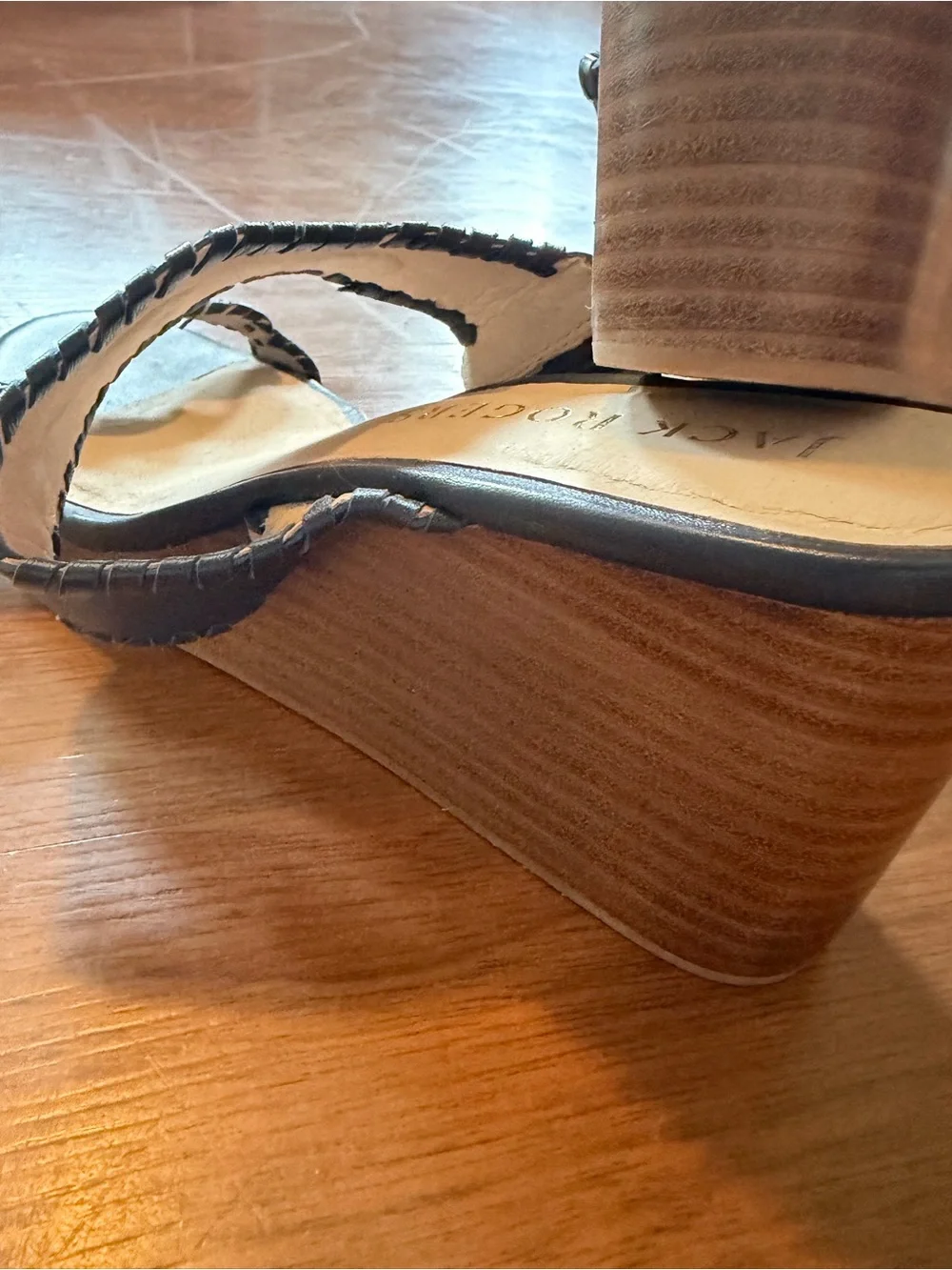 Jack Rogers Navy Slide Wedge Heel with Detail
